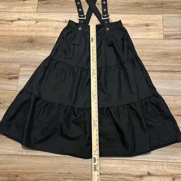 Cosmic Aura Black Tiered Suspender Skirt SZ Small Midi Hot Topic Gothic - Picture 5 of 10